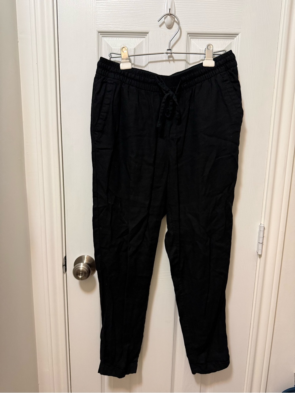 Old Navy linen blend tapered high waisted ankle pants in black